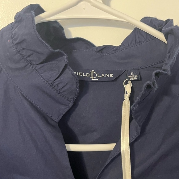 Duffield Lane Marlow Top Button Front Navy Stretch Women Small NWT MSRP $154 - Picture 7 of 12